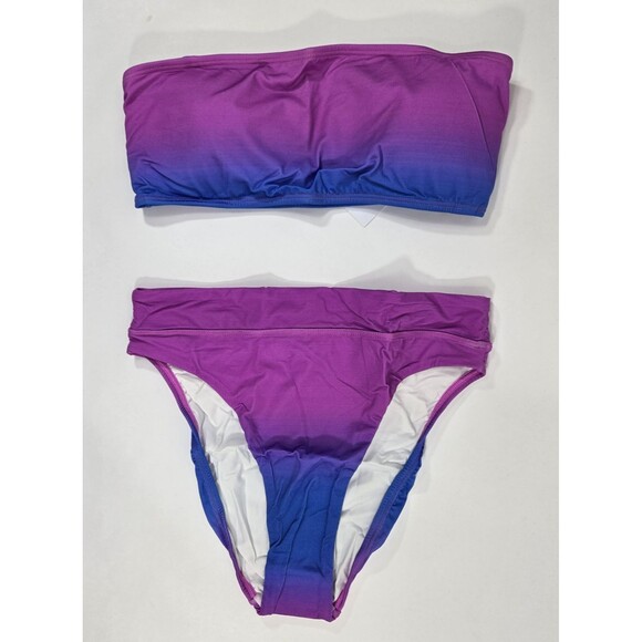 PilyQ Other - PilyQ Women's Size Small Ombre Purple 2 Piece Bikini Bandeau Top with Straps NWT